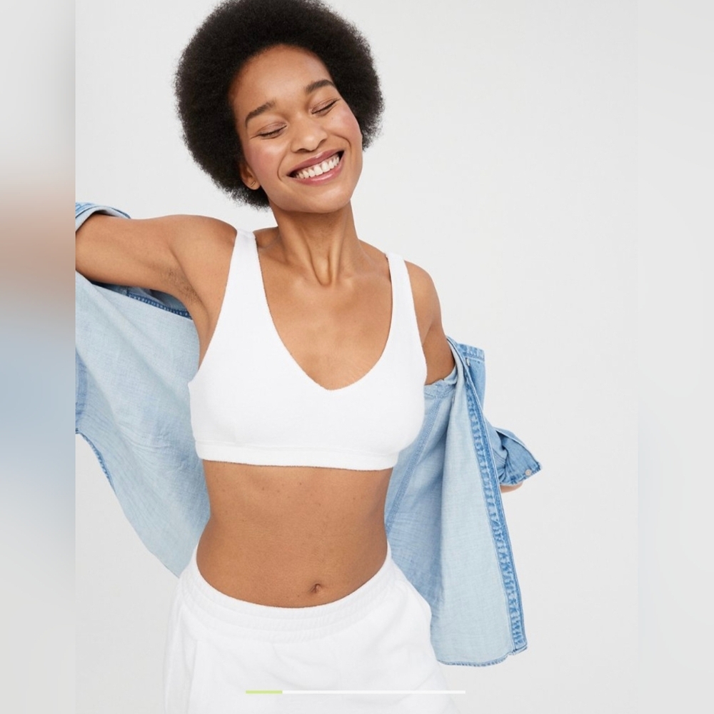 OFFLINE by Aerie White Terry Sports Bra - Large